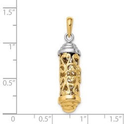 14k Two-Tone Gold Decorative Mezuzah Pendant | Jewelry | Judaica