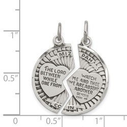 2-Piece Antique Sterling Silver Mizpah Coin Pendan | Jewelry | Judaica