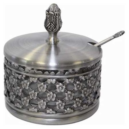 Floral Pewter Decorative Dish With Glass Insert &  | Rosh Hashanah | J