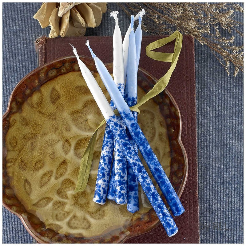 Premium Chanukah Candles - Blue/White Hand Decorat | Hanukkah | Judaic