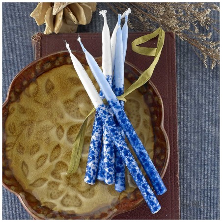 Premium Chanukah Candles - Blue/White Hand Decorat | Hanukkah | Judaic