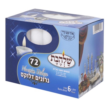 Neronim Deluxe Candles - Set of 72 - 6 Hour | Shabbat Candles & Oil |