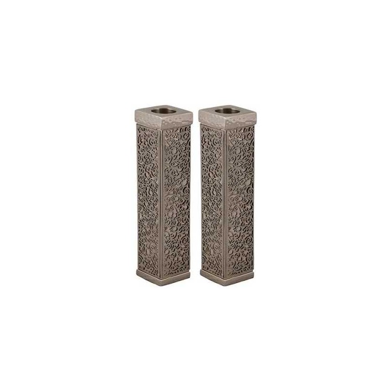 Tall Square Metal Cutout Candlesticks | Candle Holders | Judaica