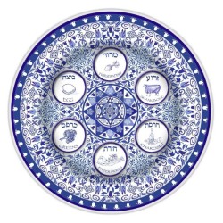 Porcelain Blue and White Passover Seder Plate | Passover | Judaica