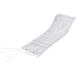 Traditional White Wool Tallit with Gold Stripes (N | Tallit/Tallis | J