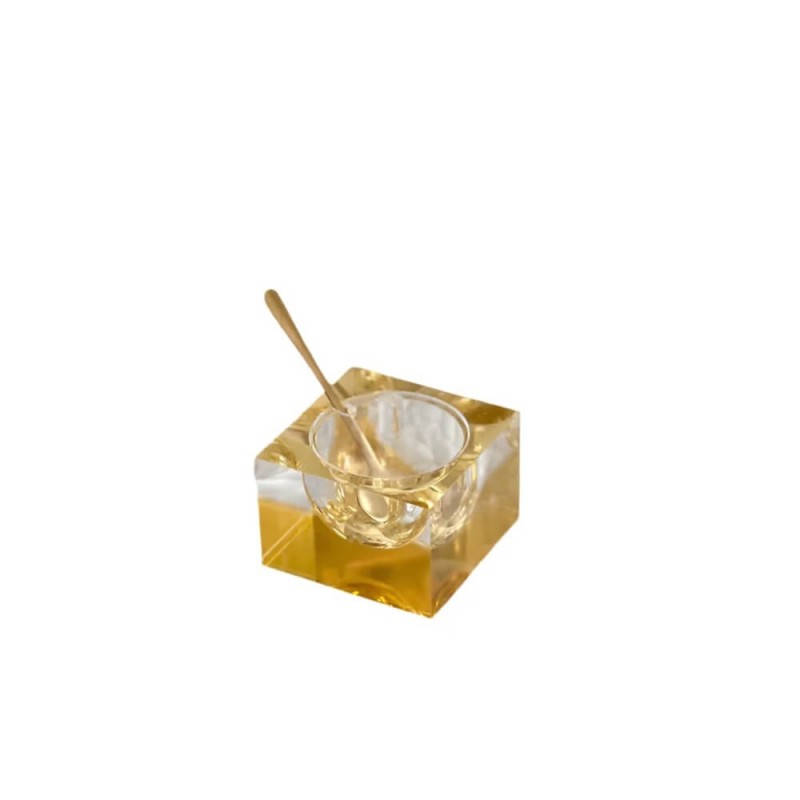 Square Honey Dish with Gold Mirror Design | Rosh Hashanah | Judaica
