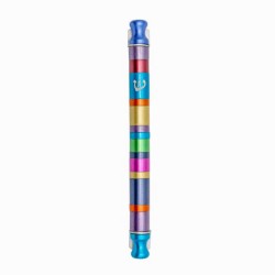 Cylinder Striped Mezuzah Case 12cm - Multicolor | Mezuzahs | Judaica