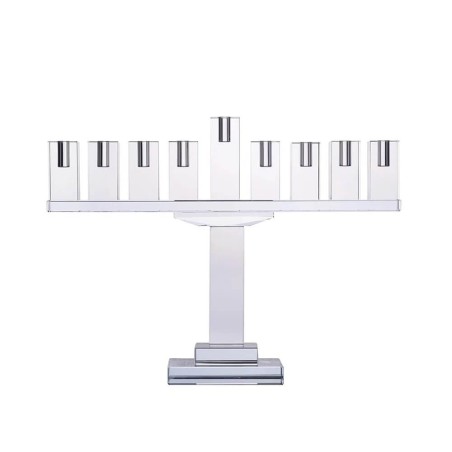 Crystal Menorah Symmetrical - Clear | Hanukkah | Judaica