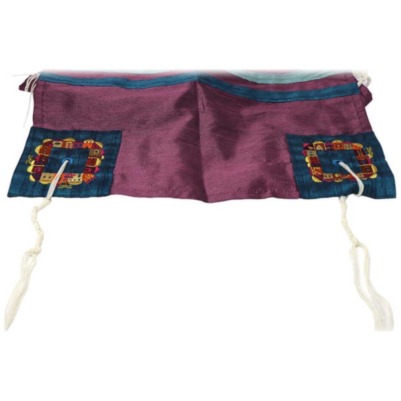 Purple Raw Silk Jerusalem Vista Tallit Set By Yair | Tallit/Tallis | J