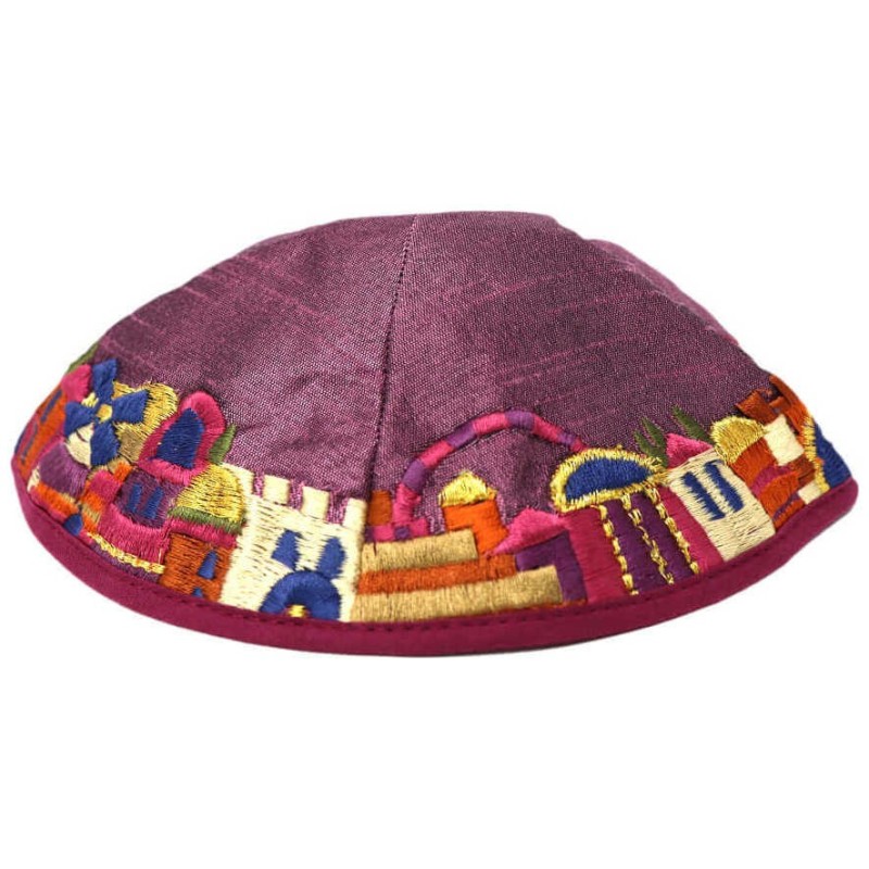 Purple Raw Silk Jerusalem Vista Tallit Set By Yair | Tallit/Tallis | J