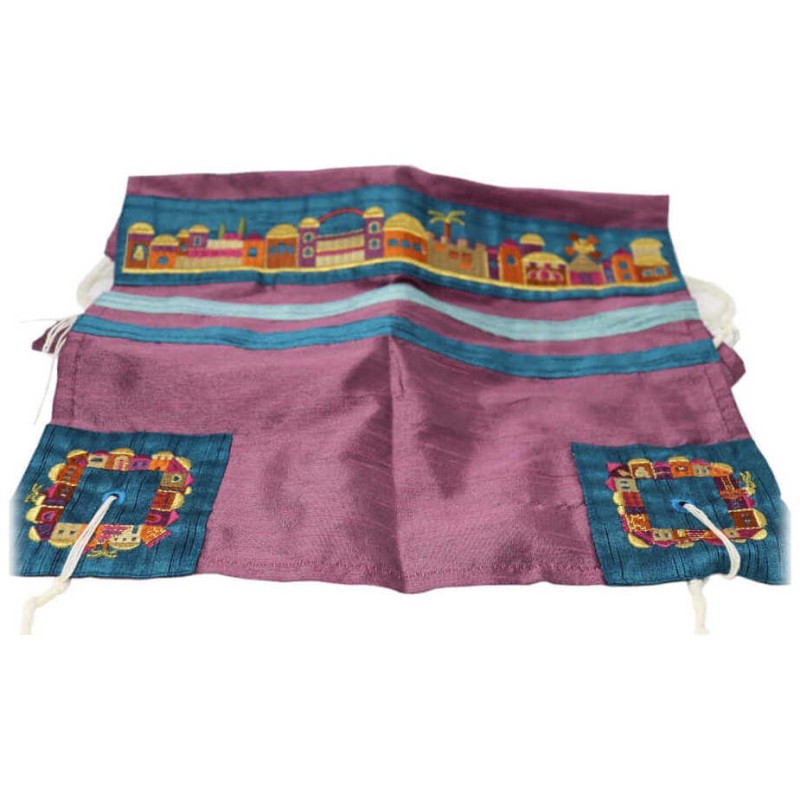 Purple Raw Silk Jerusalem Vista Tallit Set By Yair | Tallit/Tallis | J