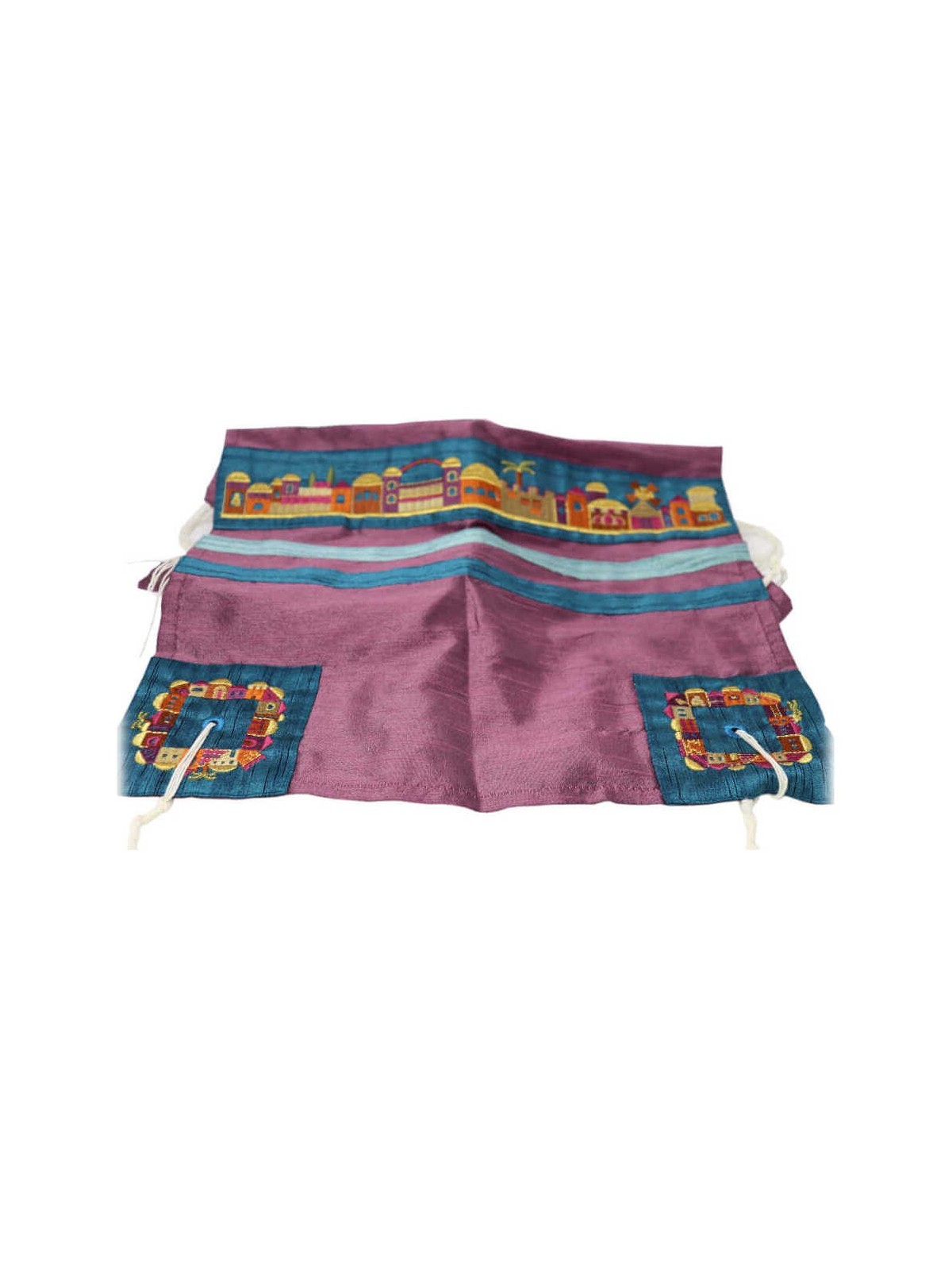 Purple Raw Silk Jerusalem Vista Tallit Set By Yair | Tallit/Tallis | J