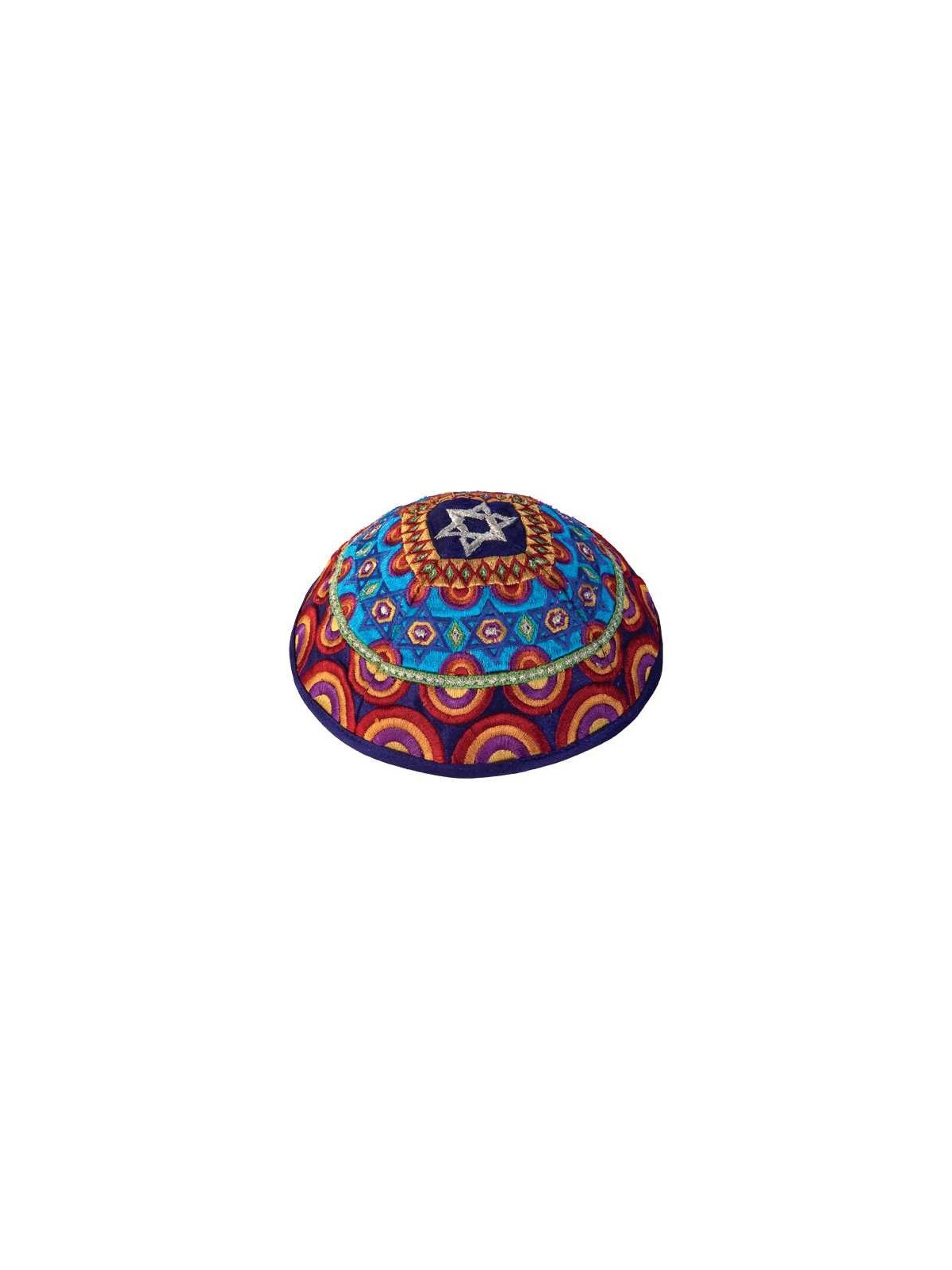 Multicolor Star of David Circles Kippah By Yair Em | Kippahs | Judaica