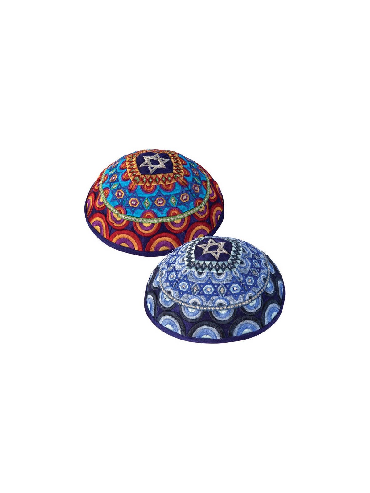 Multicolor Star of David Circles Kippah By Yair Em | Kippahs | Judaica