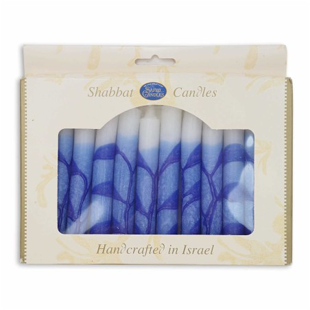Blue Tree Style Shabbat Candle 12 Pack By Safed Ca | Artists and Desig