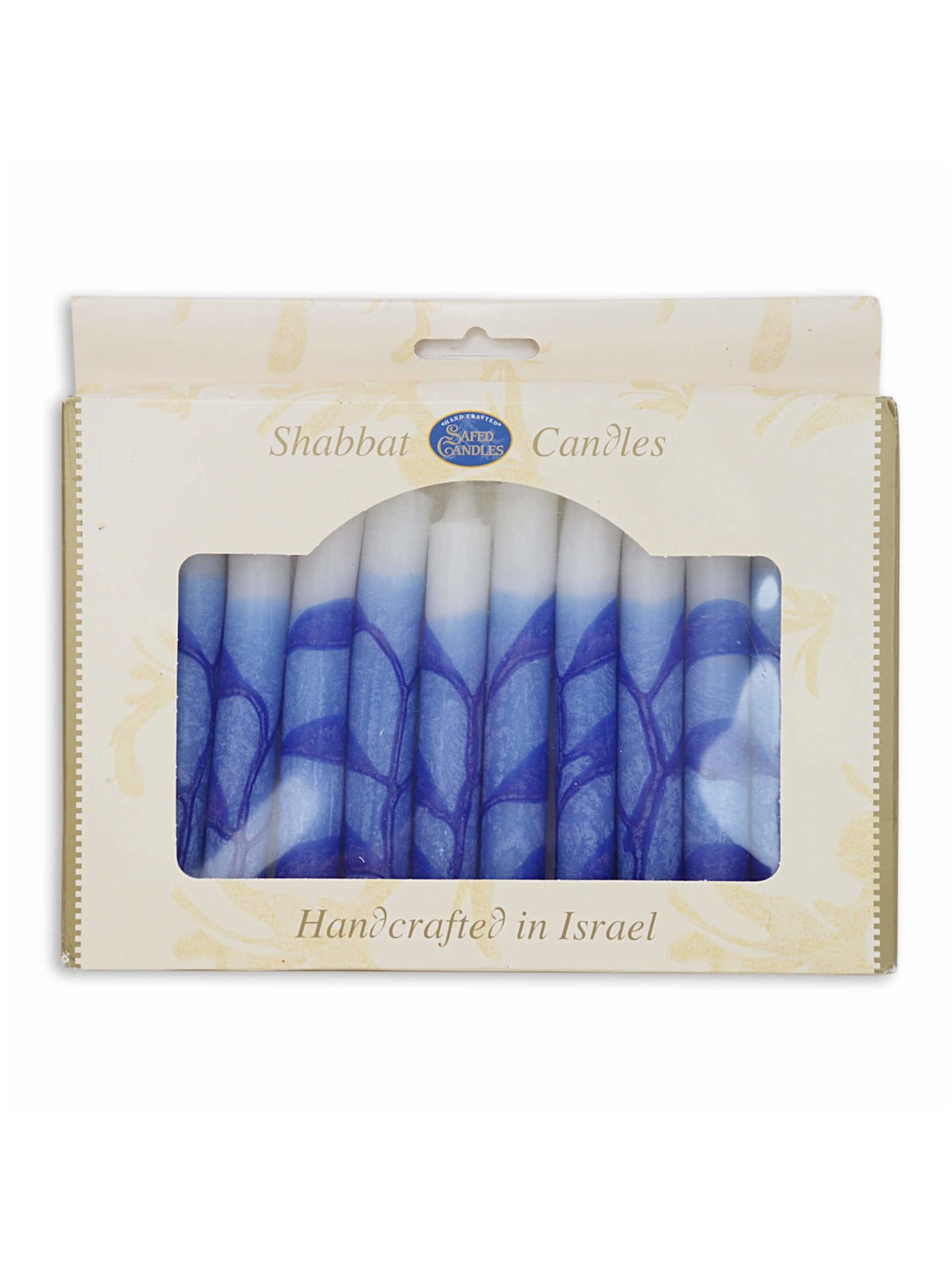 Blue Tree Style Shabbat Candle 12 Pack By Safed Ca | Artists and Desig
