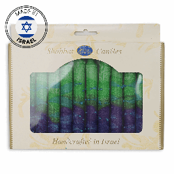 Green Sunrise Shabbat Candle 12 Pack By Safed Cand | Artists and Desig
