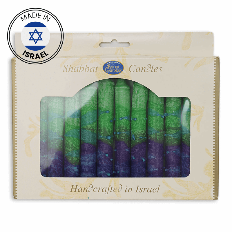 Green Sunrise Shabbat Candle 12 Pack By Safed Cand | Artists and Desig