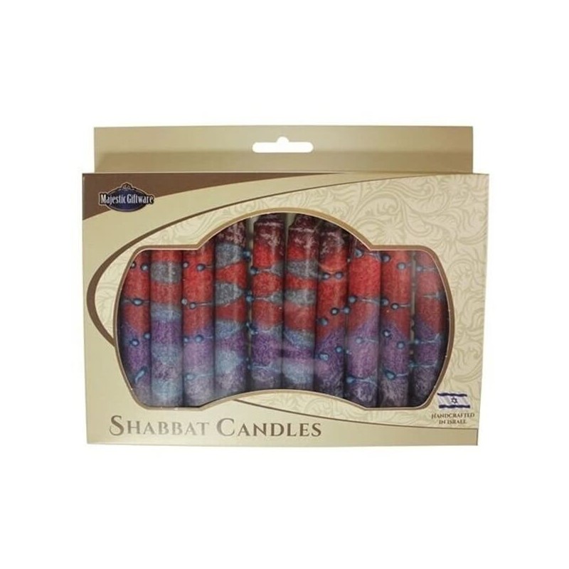 Red Sunrise Shabbat Candle 12 Pack By Safed Candle | Artists and Desig
