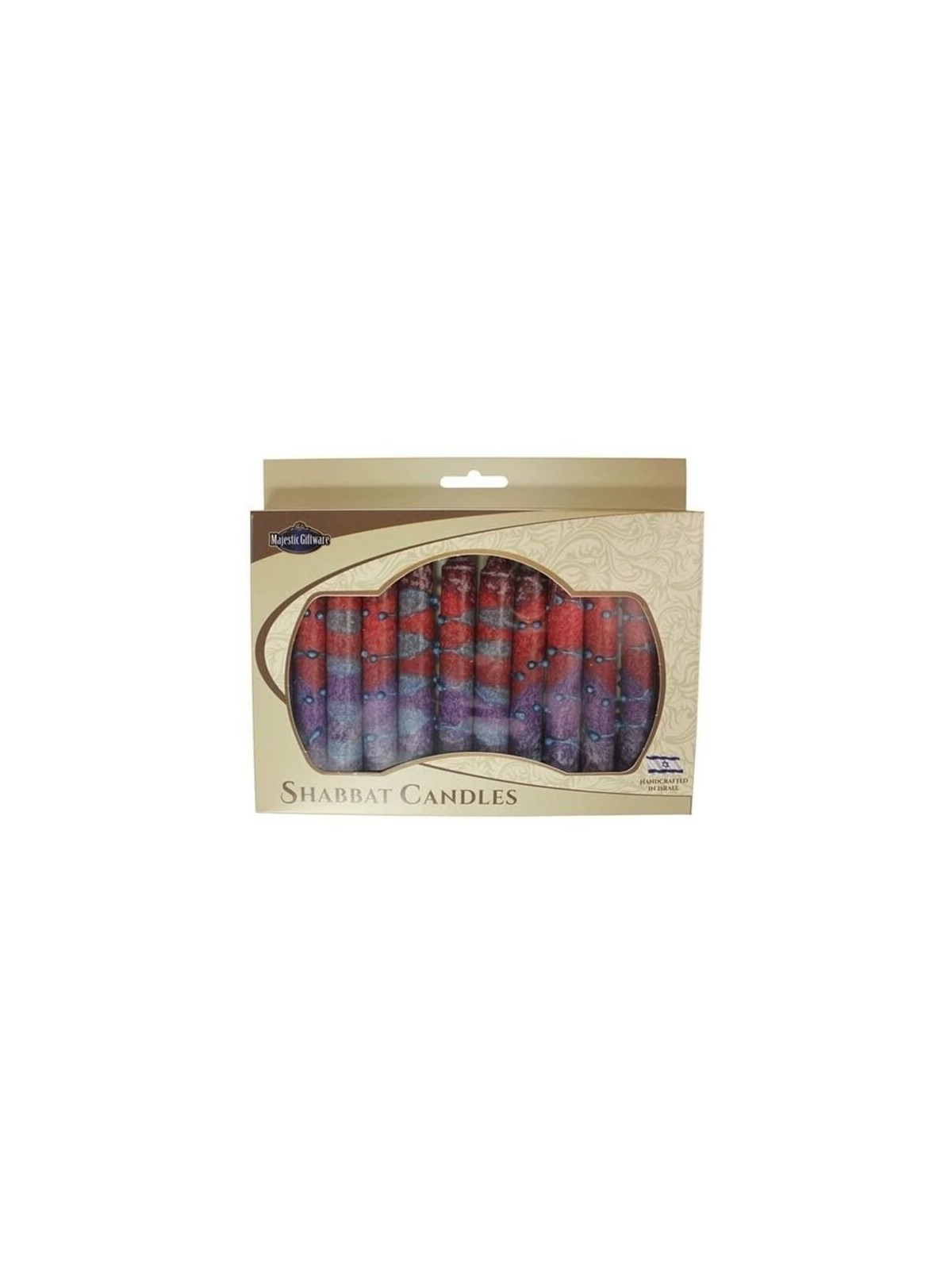 Red Sunrise Shabbat Candle 12 Pack By Safed Candle | Artists and Desig
