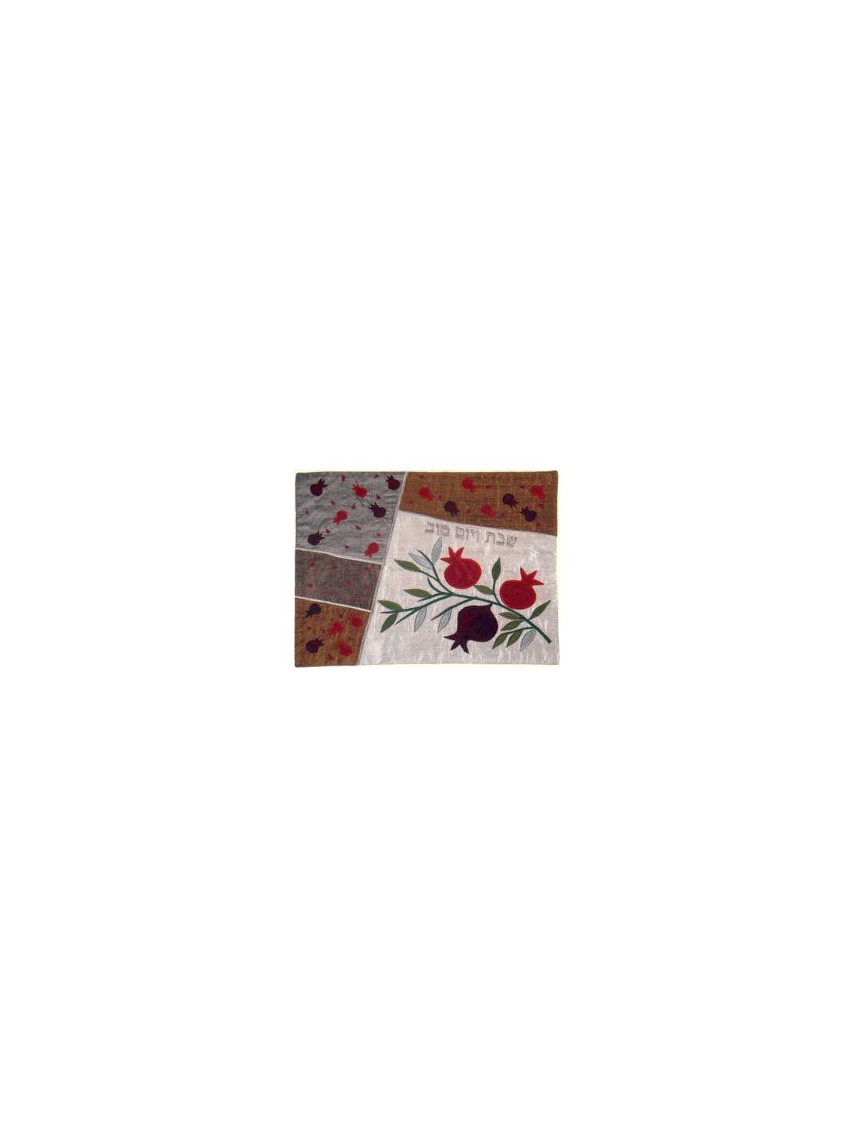 Raw Silk Appliqued Pomegranates Challah Cover | Challah Covers | Judai