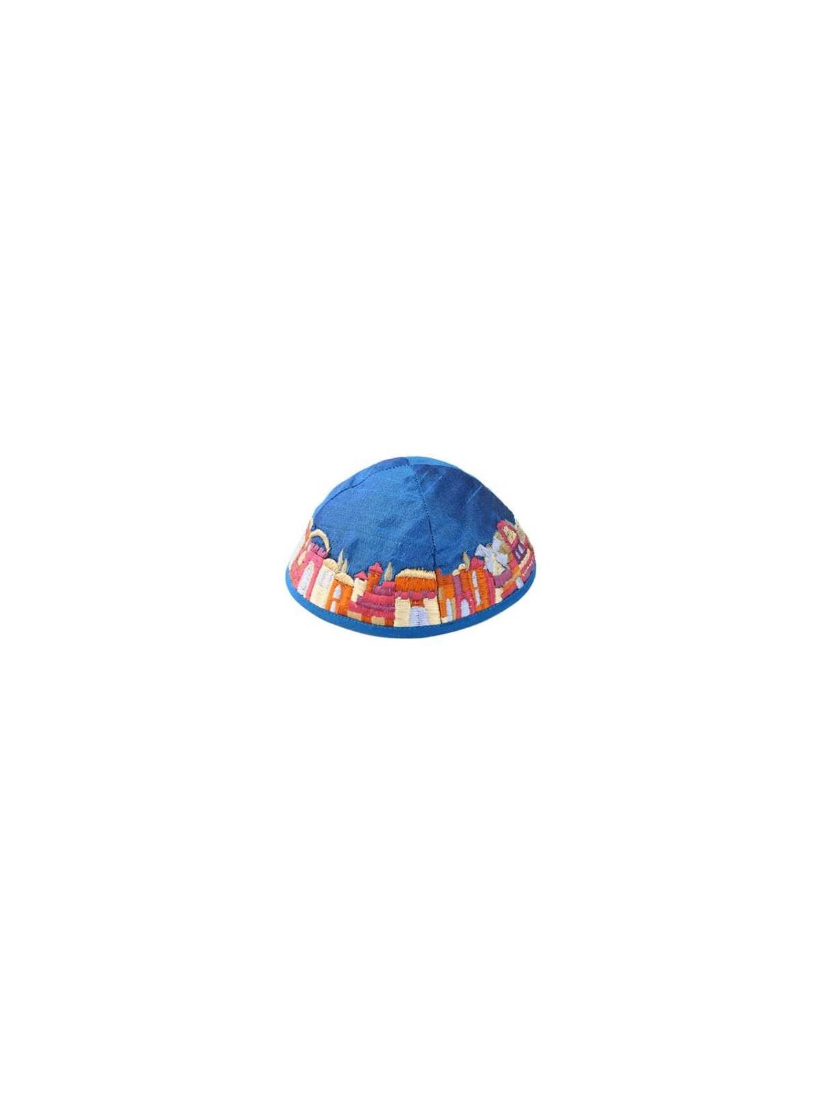 Jerusalem Blue Silk Kippah | Kippahs | Judaica