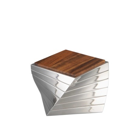 Alloy and Wood Twist Coaster Set | Home Goods | Judaica