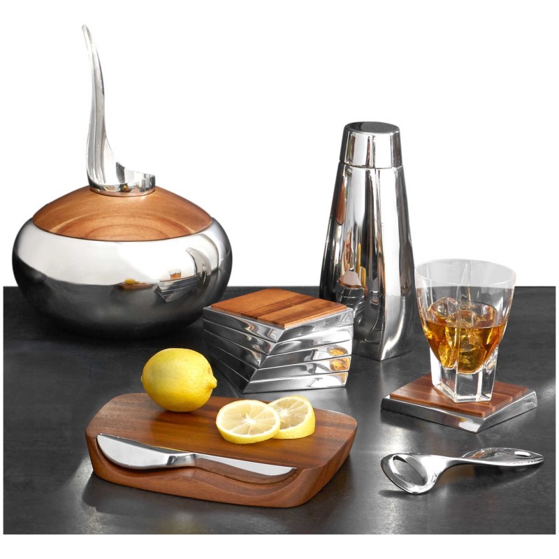 Alloy and Wood Twist Coaster Set | Home Goods | Judaica