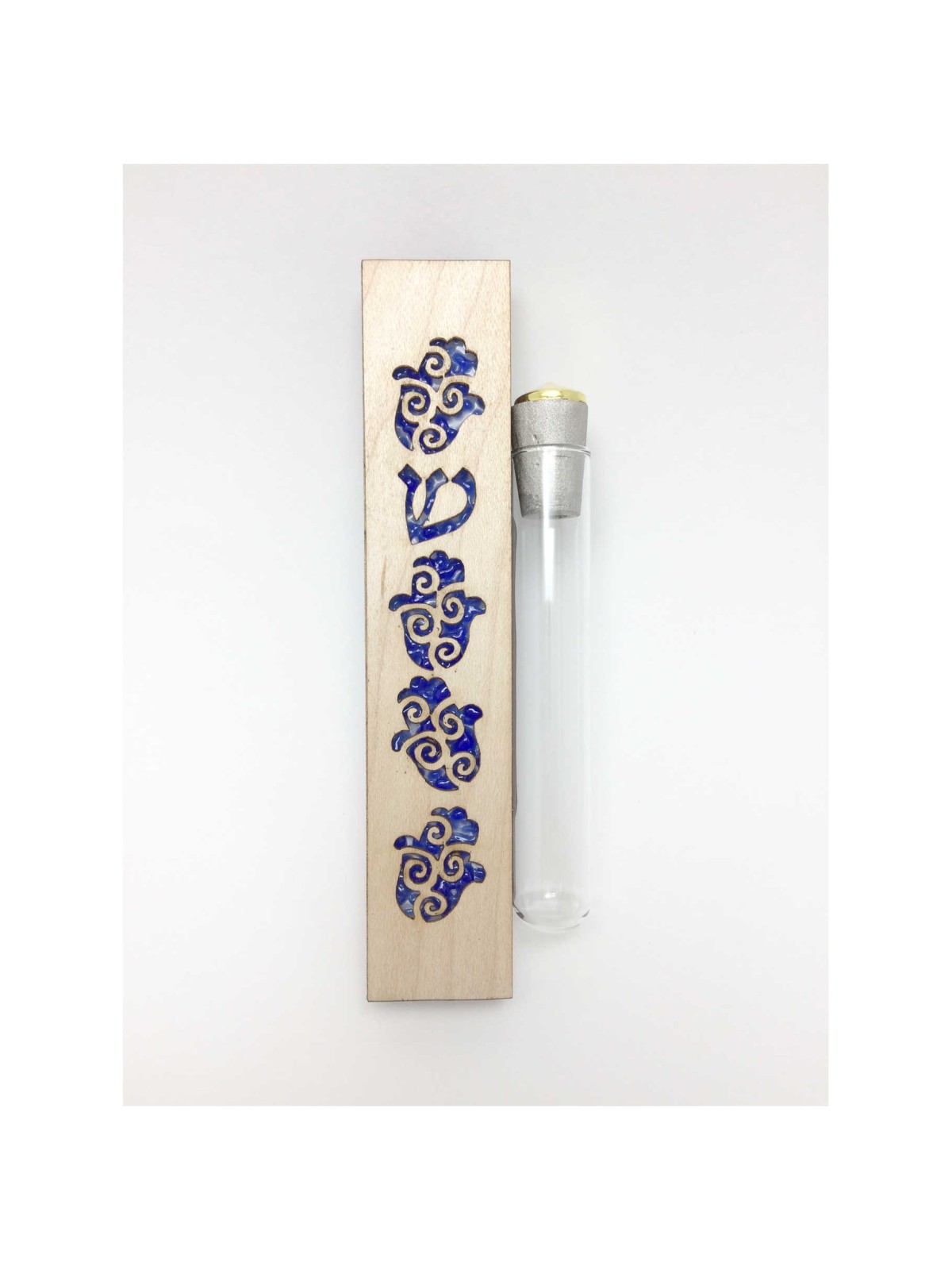 Glass & Maple Wood Hamsa Keepsake Mezuzah Case By  | Wedding | Judaica