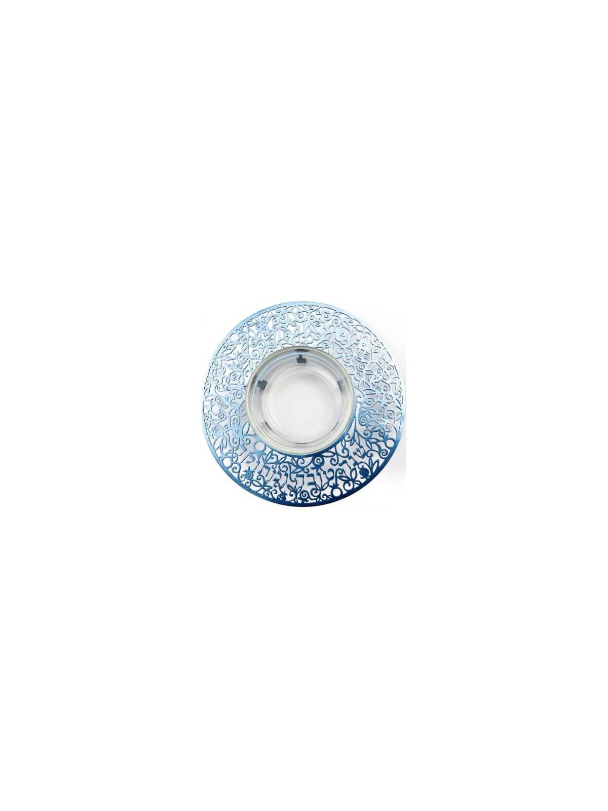 Glass Honey Dish with Metal Cutout | Rosh Hashanah | Judaica