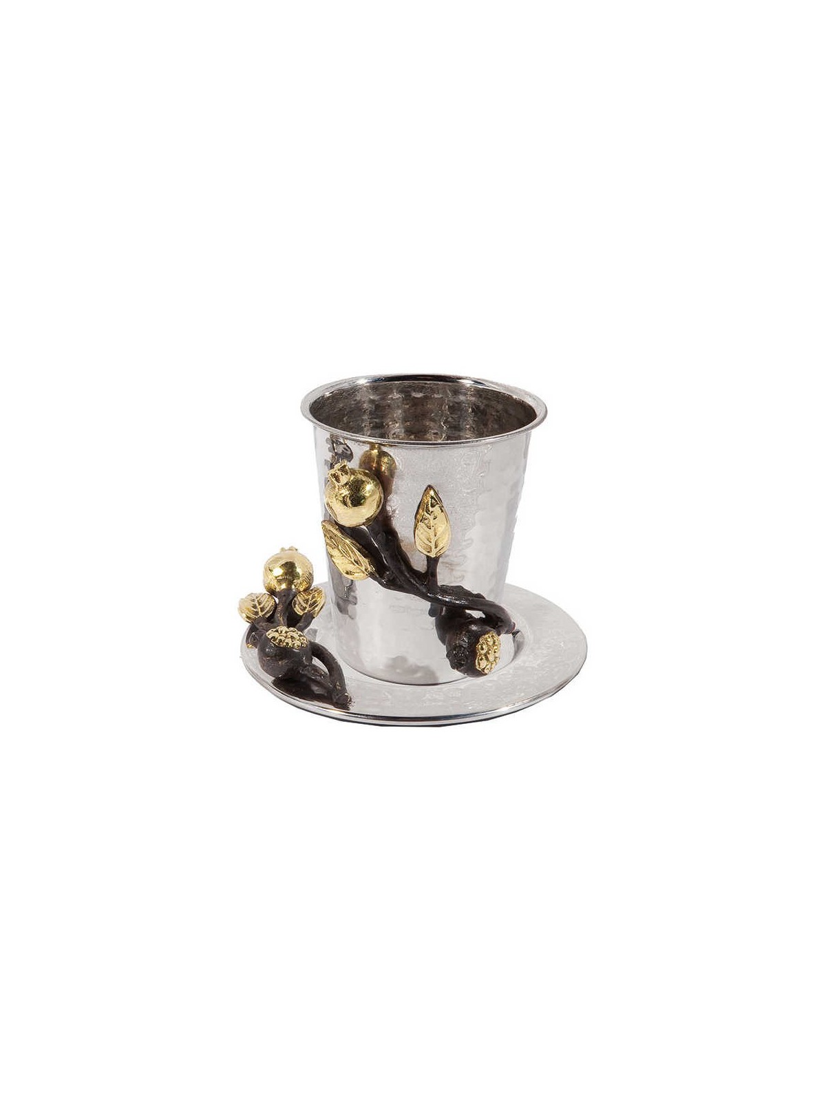 Stainless Steel Stemless Golden Pomegranate Kiddus | Kiddush Cups | Ju