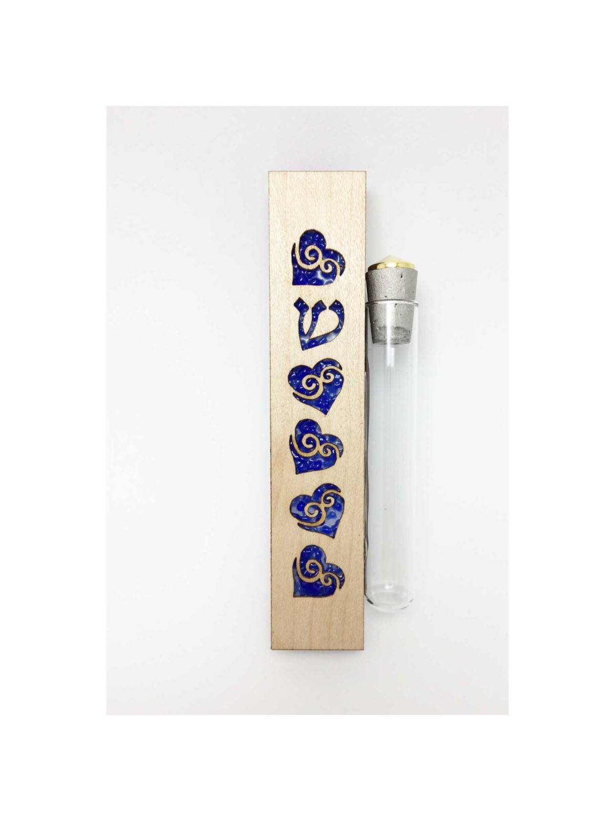 Glass & Maple Wood Heart Keepsake Mezuzah Case By  | Wedding | Judaica