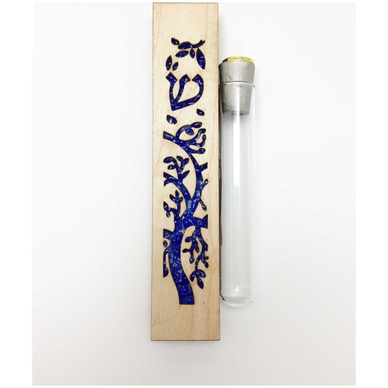 Glass & Maple Wood Tree of Life Keepsake Mezuzah C | Wedding | Judaica