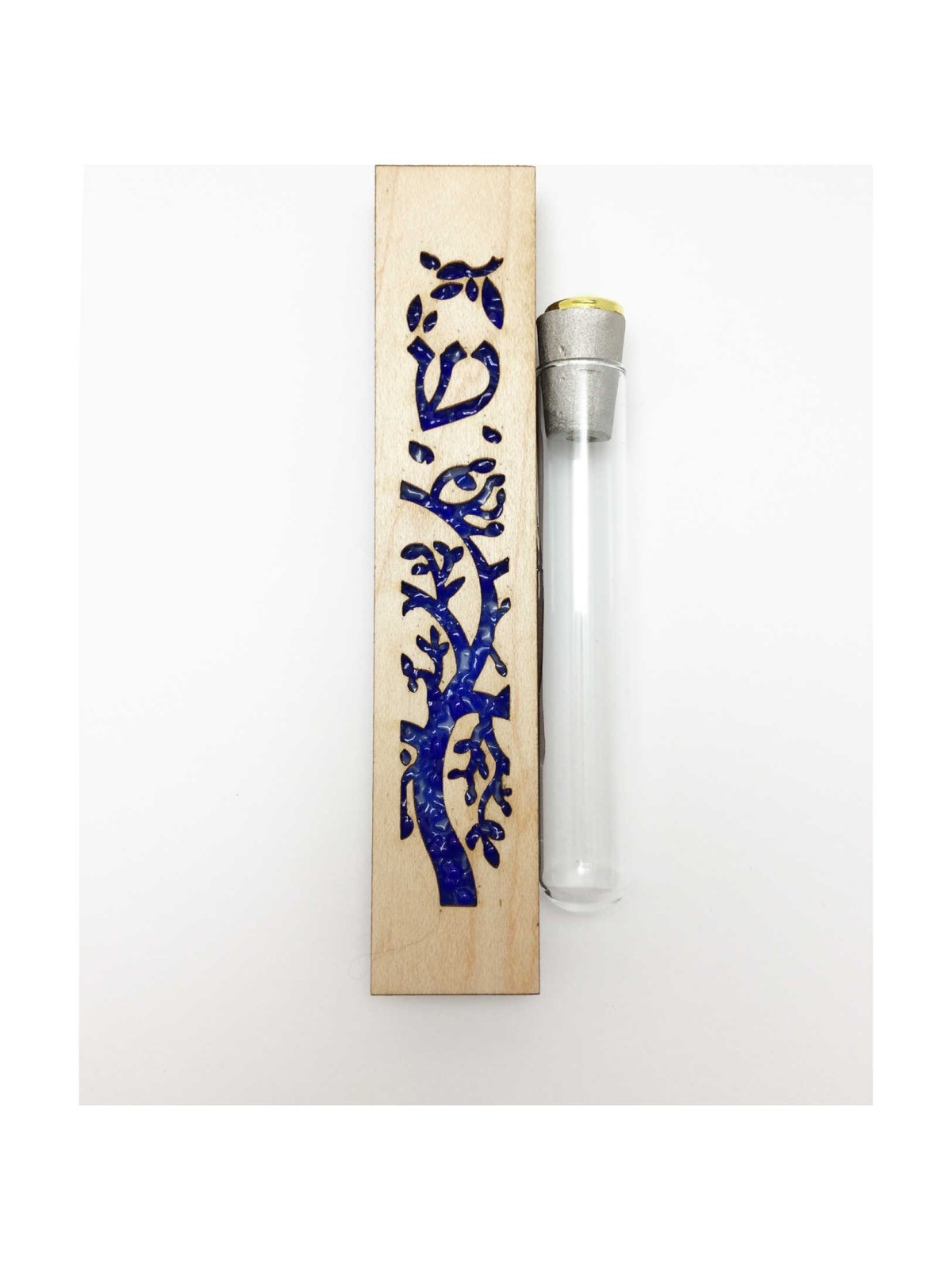 Glass & Maple Wood Tree of Life Keepsake Mezuzah C | Wedding | Judaica