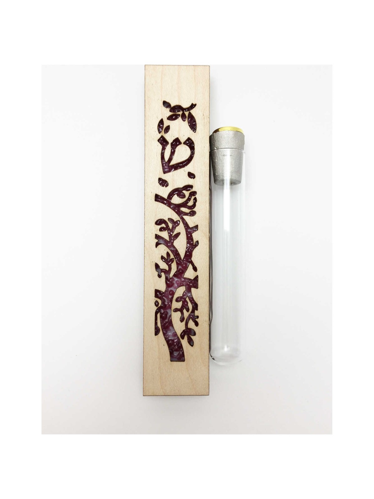 Glass & Maple Wood Tree of Life Keepsake Mezuzah C | Wedding | Judaica