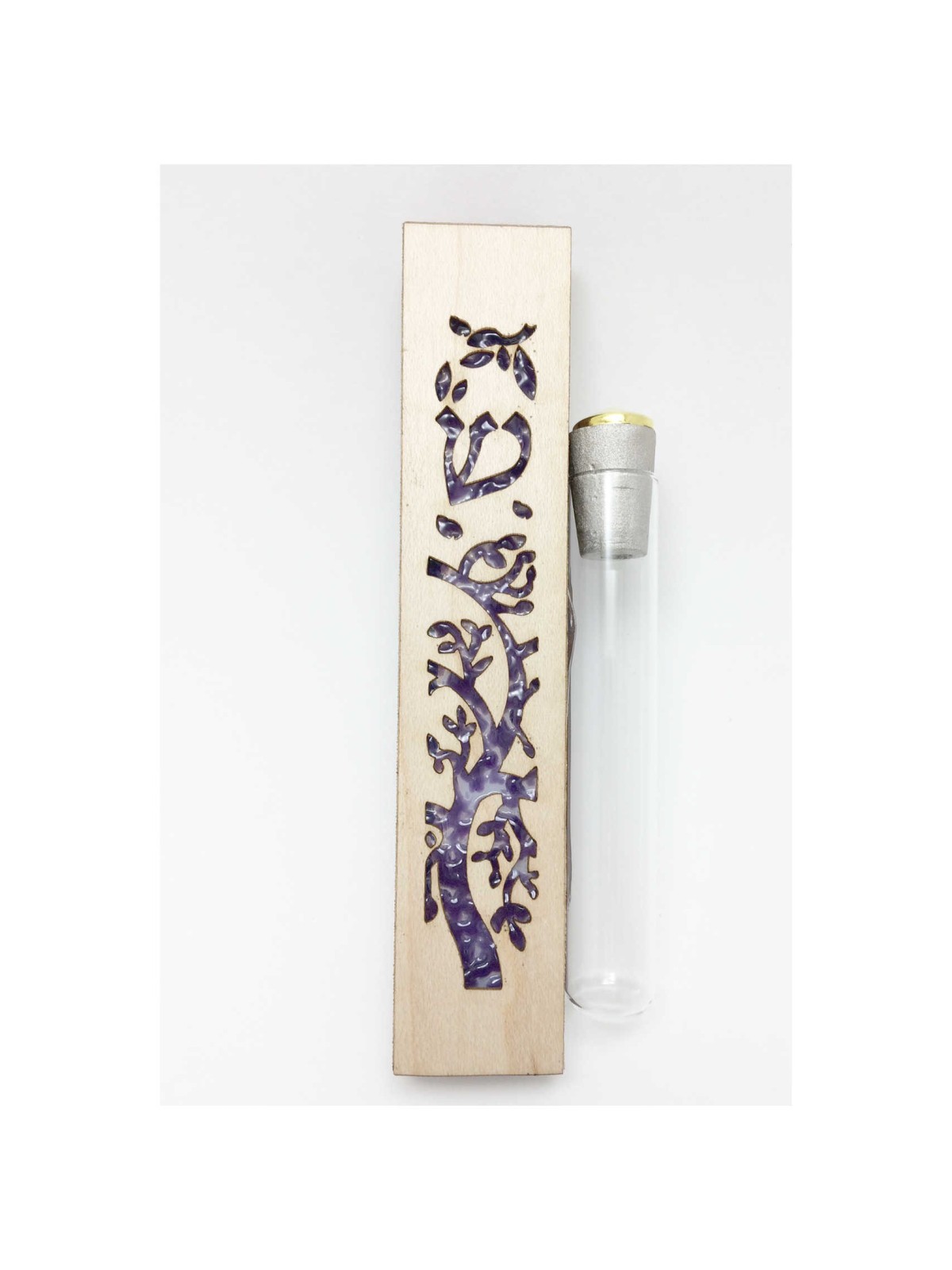 Glass & Maple Wood Tree of Life Keepsake Mezuzah C | Wedding | Judaica