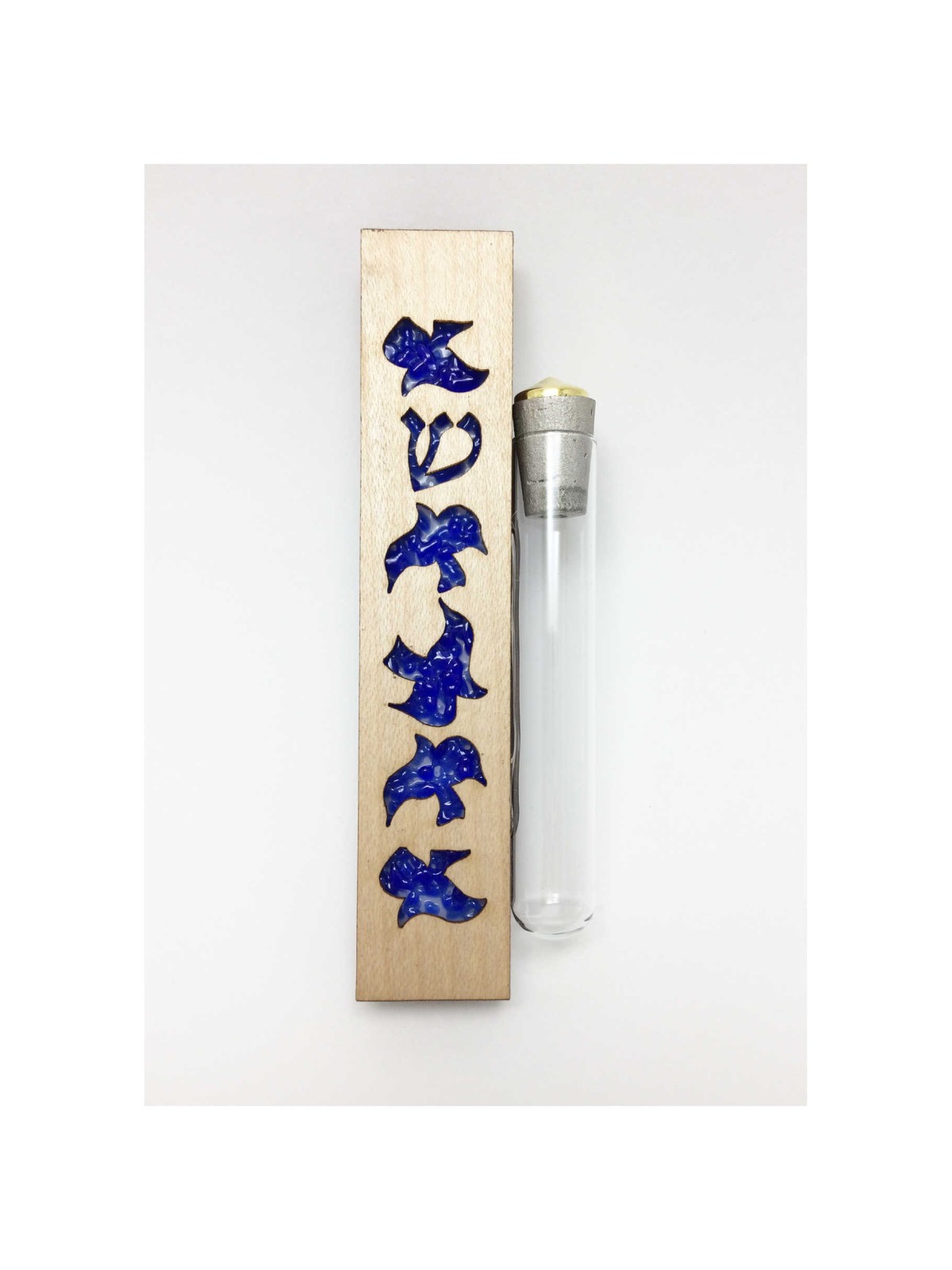Glass & Maple Wood Dove Keepsake Mezuzah Case By B | Wedding | Judaica