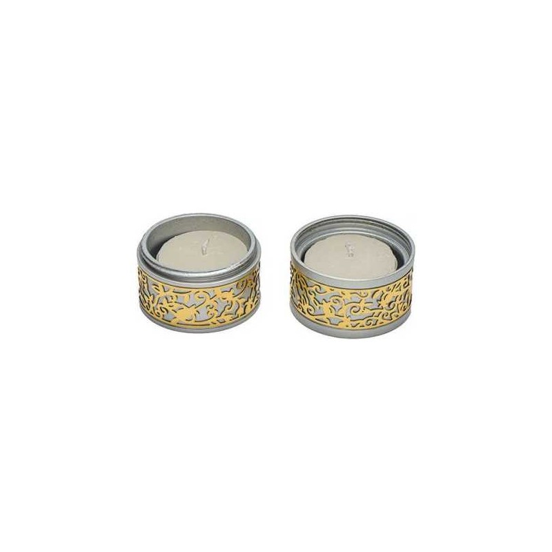 Lasercut Pomegranate Design Aluminum Travel Tealig | Candle Holders |