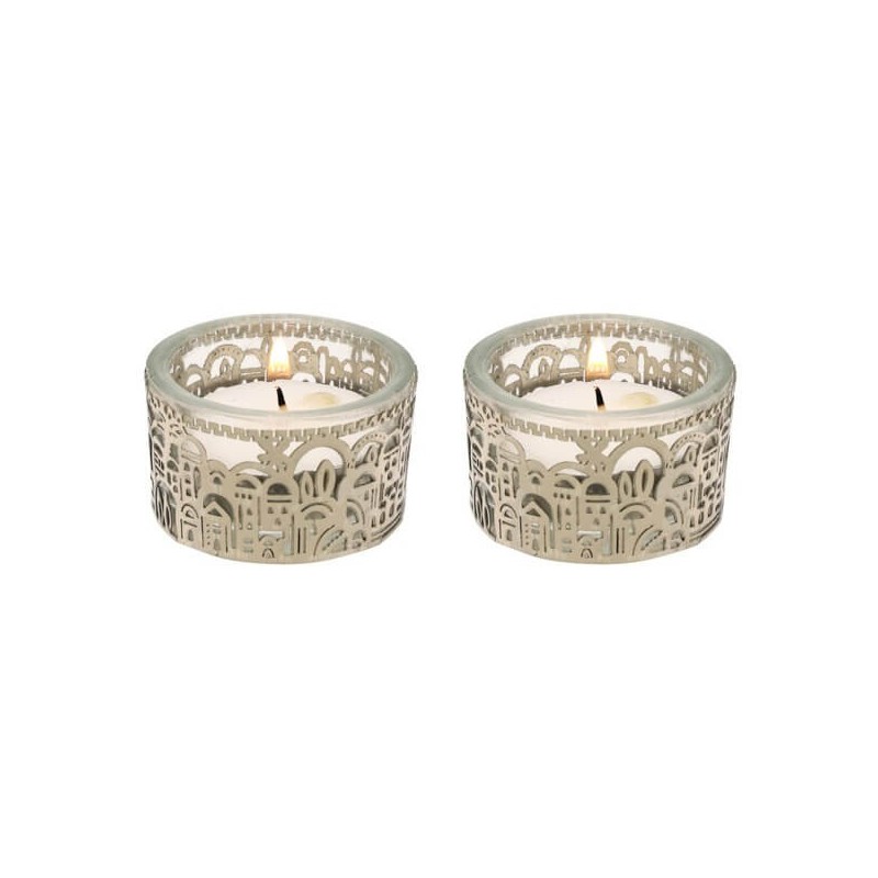 Lasercut Jerusalem Design Aluminum Travel Tealight | Candle Holders |