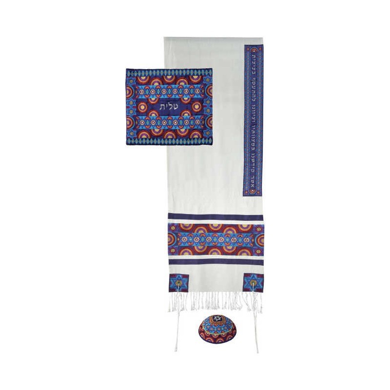 Blue Silk Stars & Spheres Tallit By Yair Emanuel - | Tallit/Tallis | J