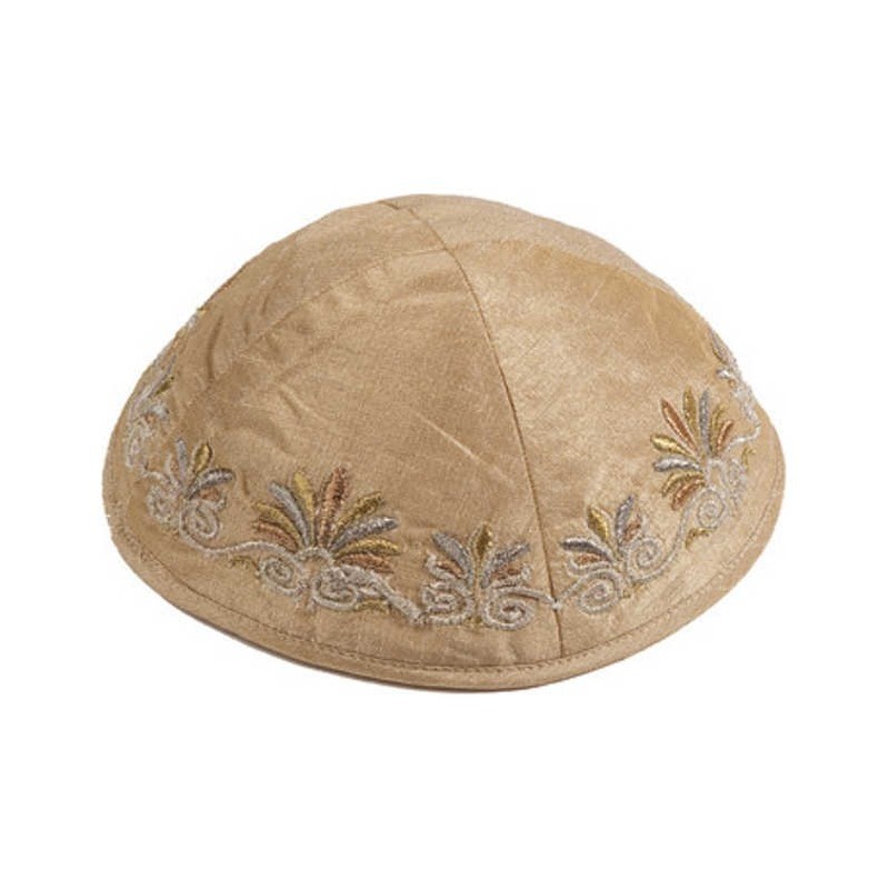 Gold Embroidered Date Palm Kippah By Yair Emanuel | Kippahs | Judaica