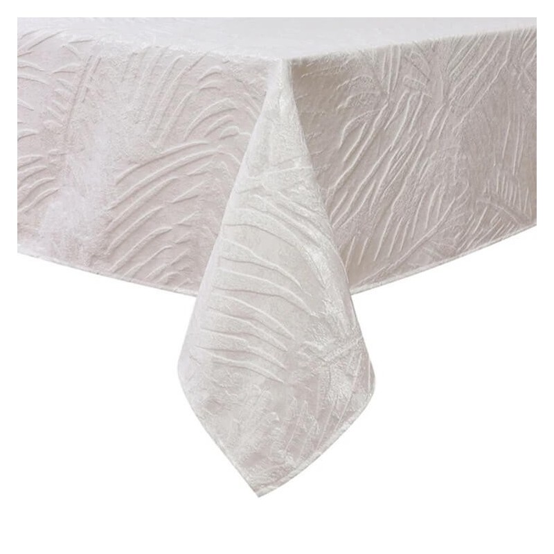White Leaves Jacquard Tablecloth | Home Goods | Judaica