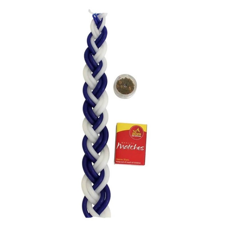 Blue and White Havdalah Candle with Spices | Havdalah Candles | Judaic