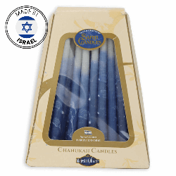 Premium Handcrafted Hanukkah Candles - Blue Marble | Artists and Desig