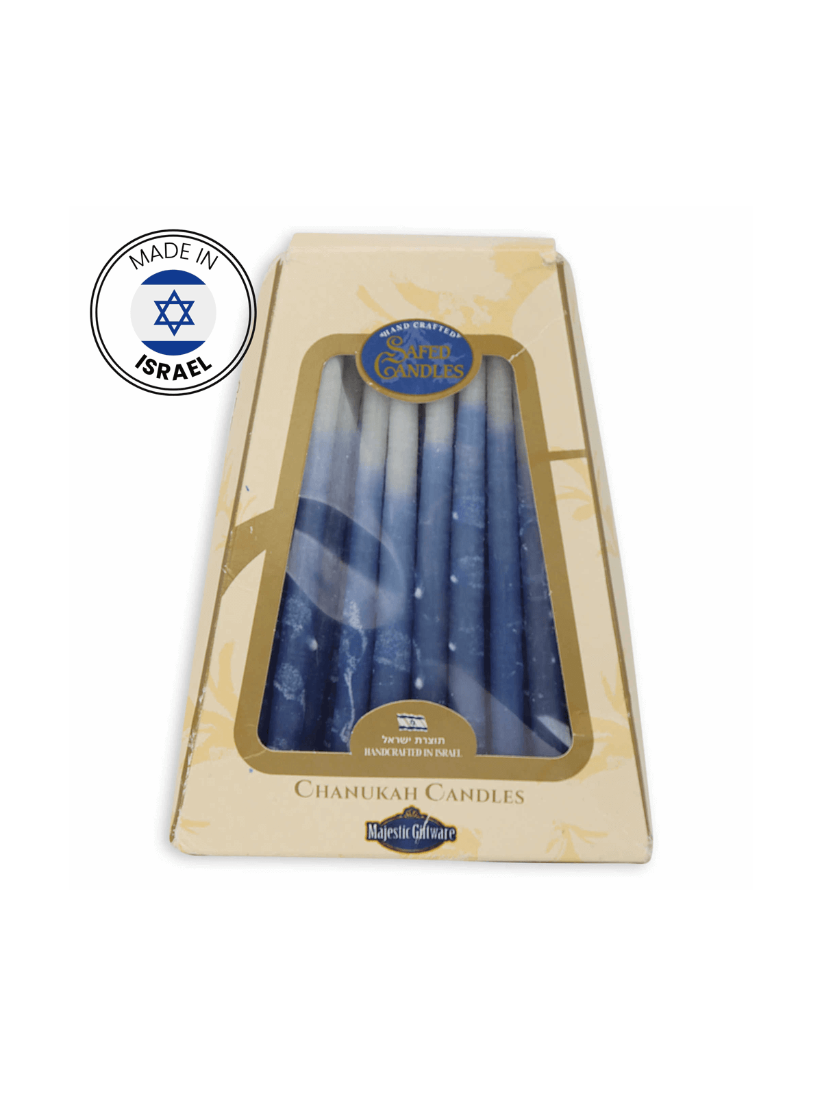 Premium Handcrafted Hanukkah Candles - Blue Marble | Artists and Desig