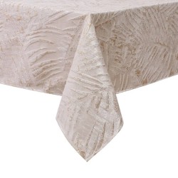 White Gold Leaves Jacquard Tablecloth | Home Goods | Judaica