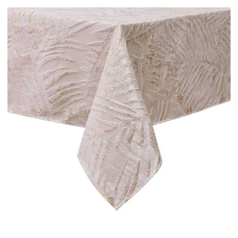 White Gold Leaves Jacquard Tablecloth | Home Goods | Judaica