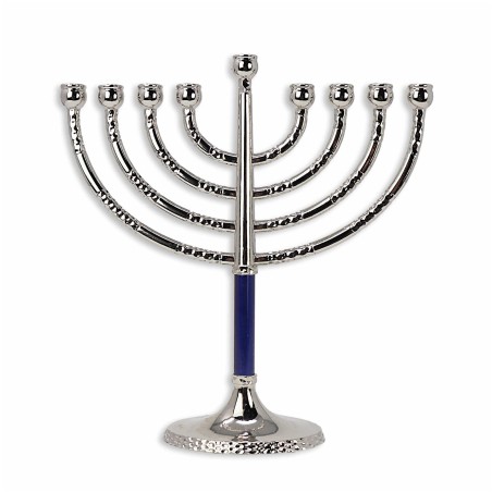 Classical Silver Menorah With Hammered Accents - B | Hanukkah | Judaic