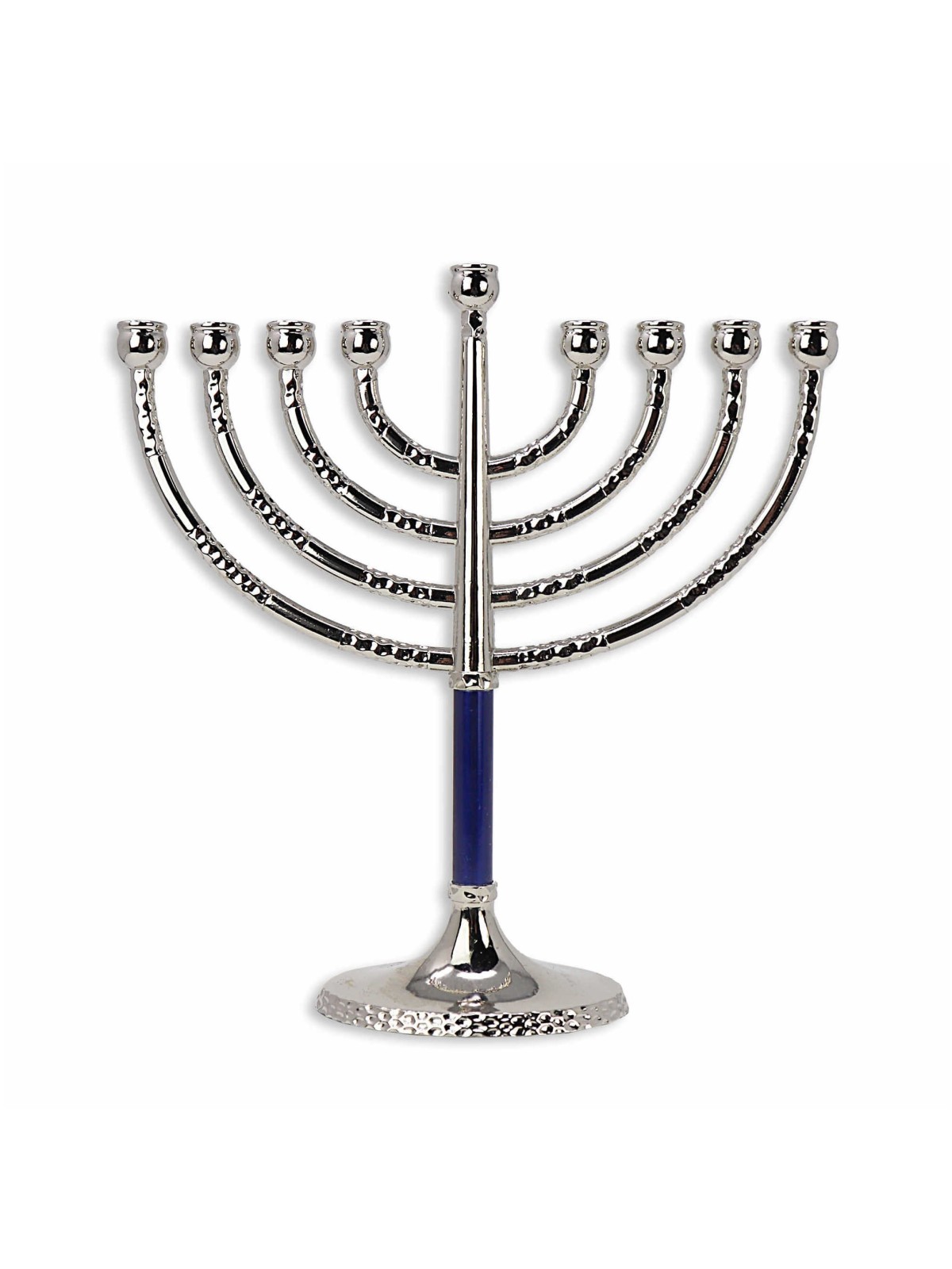 Classical Silver Menorah With Hammered Accents - B | Hanukkah | Judaic