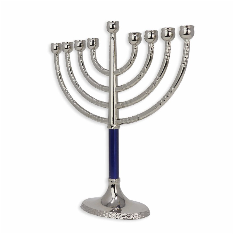 Classical Silver Menorah With Hammered Accents - B | Hanukkah | Judaic